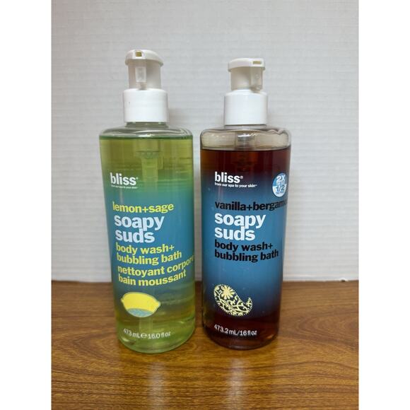 BLISS VANILLA BERGAMOT & Lemon Sage SOAPY SUDS BODY WASH+ BUBBLING BATH Set - Picture 1 of 3